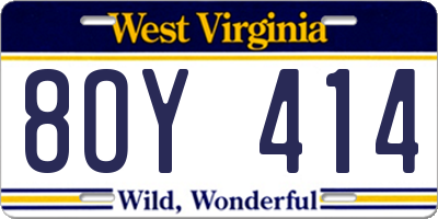 WV license plate 8OY414