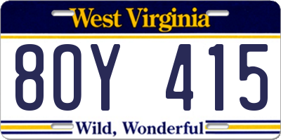 WV license plate 8OY415