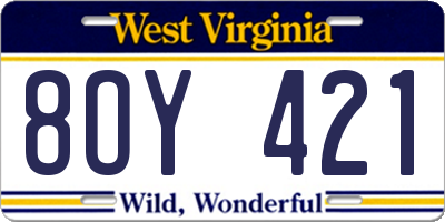 WV license plate 8OY421