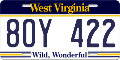 WV license plate 8OY422