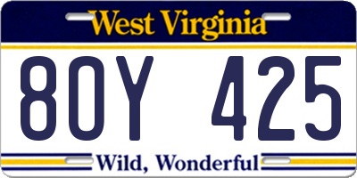 WV license plate 8OY425
