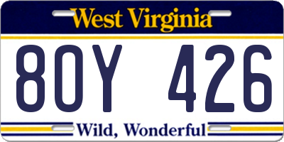 WV license plate 8OY426
