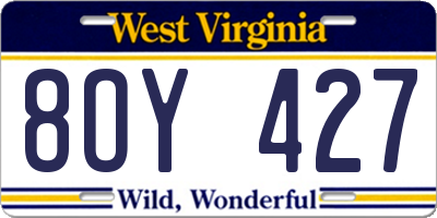 WV license plate 8OY427