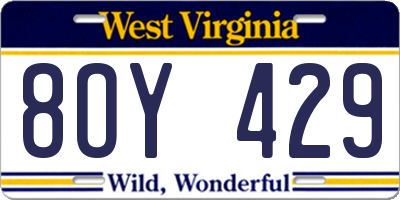 WV license plate 8OY429