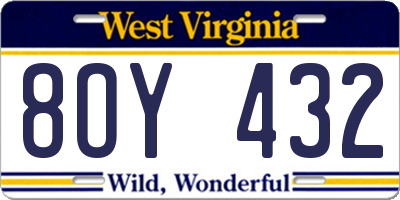 WV license plate 8OY432