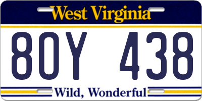 WV license plate 8OY438