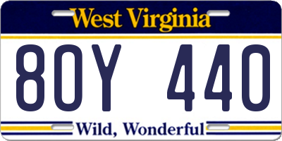 WV license plate 8OY440