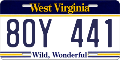 WV license plate 8OY441