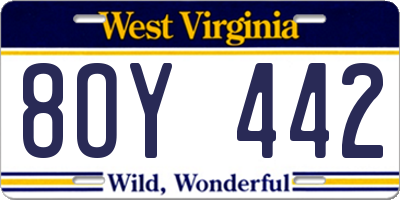 WV license plate 8OY442