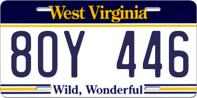 WV license plate 8OY446