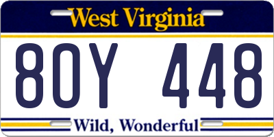 WV license plate 8OY448