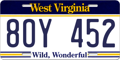 WV license plate 8OY452