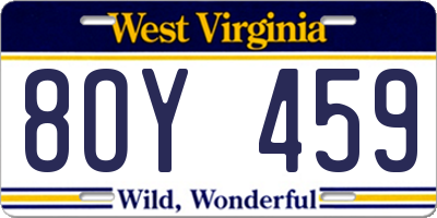 WV license plate 8OY459