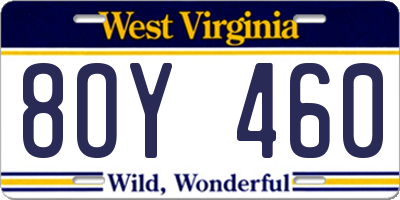 WV license plate 8OY460