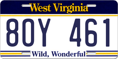 WV license plate 8OY461
