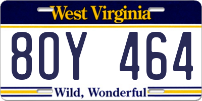 WV license plate 8OY464