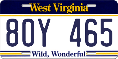 WV license plate 8OY465