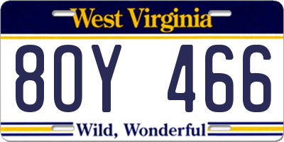 WV license plate 8OY466