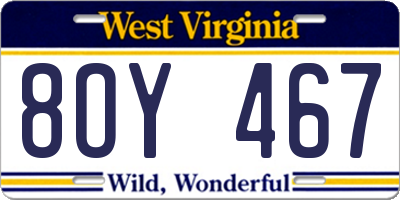 WV license plate 8OY467