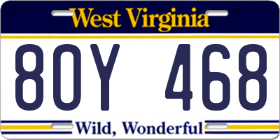 WV license plate 8OY468