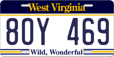 WV license plate 8OY469
