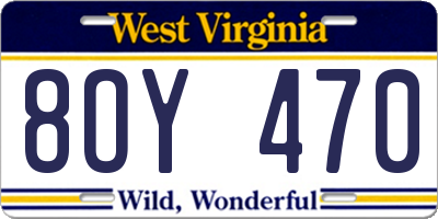 WV license plate 8OY470