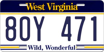 WV license plate 8OY471