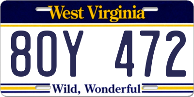 WV license plate 8OY472