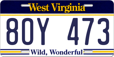 WV license plate 8OY473