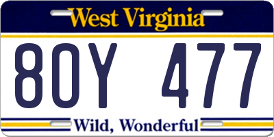 WV license plate 8OY477