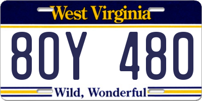 WV license plate 8OY480