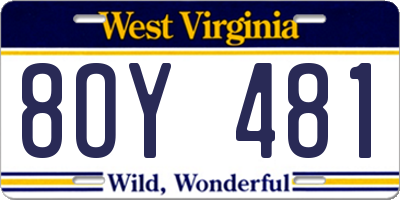 WV license plate 8OY481