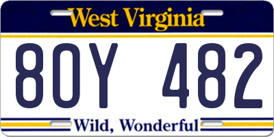 WV license plate 8OY482