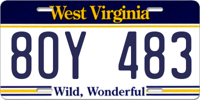 WV license plate 8OY483
