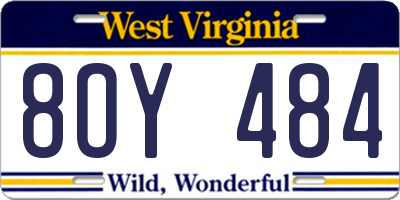 WV license plate 8OY484