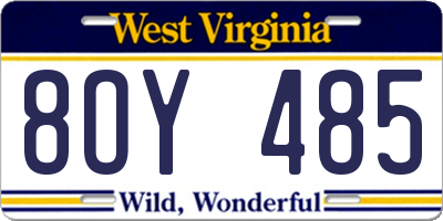 WV license plate 8OY485