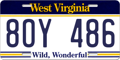 WV license plate 8OY486