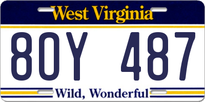 WV license plate 8OY487