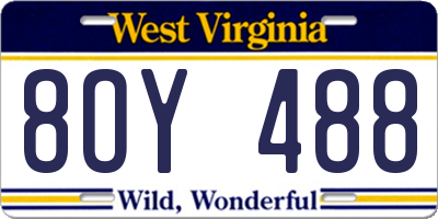 WV license plate 8OY488