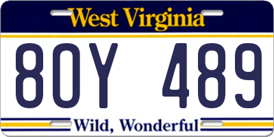 WV license plate 8OY489