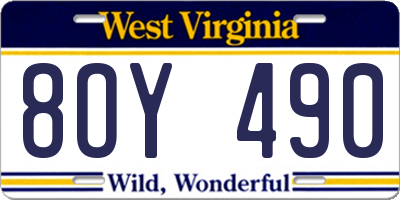 WV license plate 8OY490