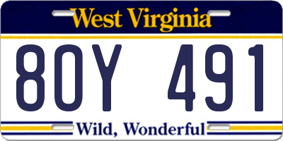 WV license plate 8OY491