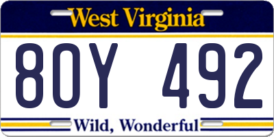 WV license plate 8OY492