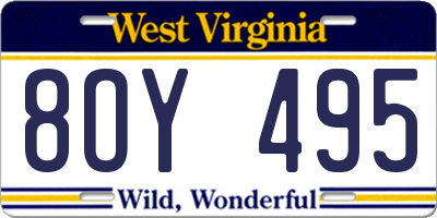 WV license plate 8OY495