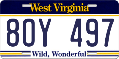WV license plate 8OY497