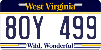 WV license plate 8OY499