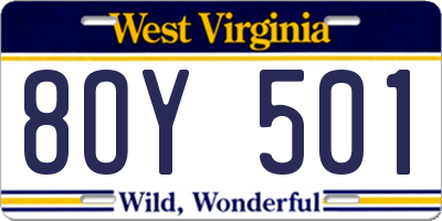 WV license plate 8OY501