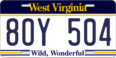 WV license plate 8OY504