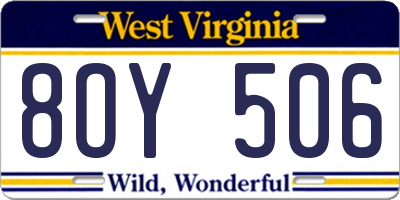 WV license plate 8OY506