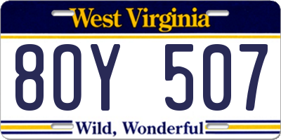 WV license plate 8OY507